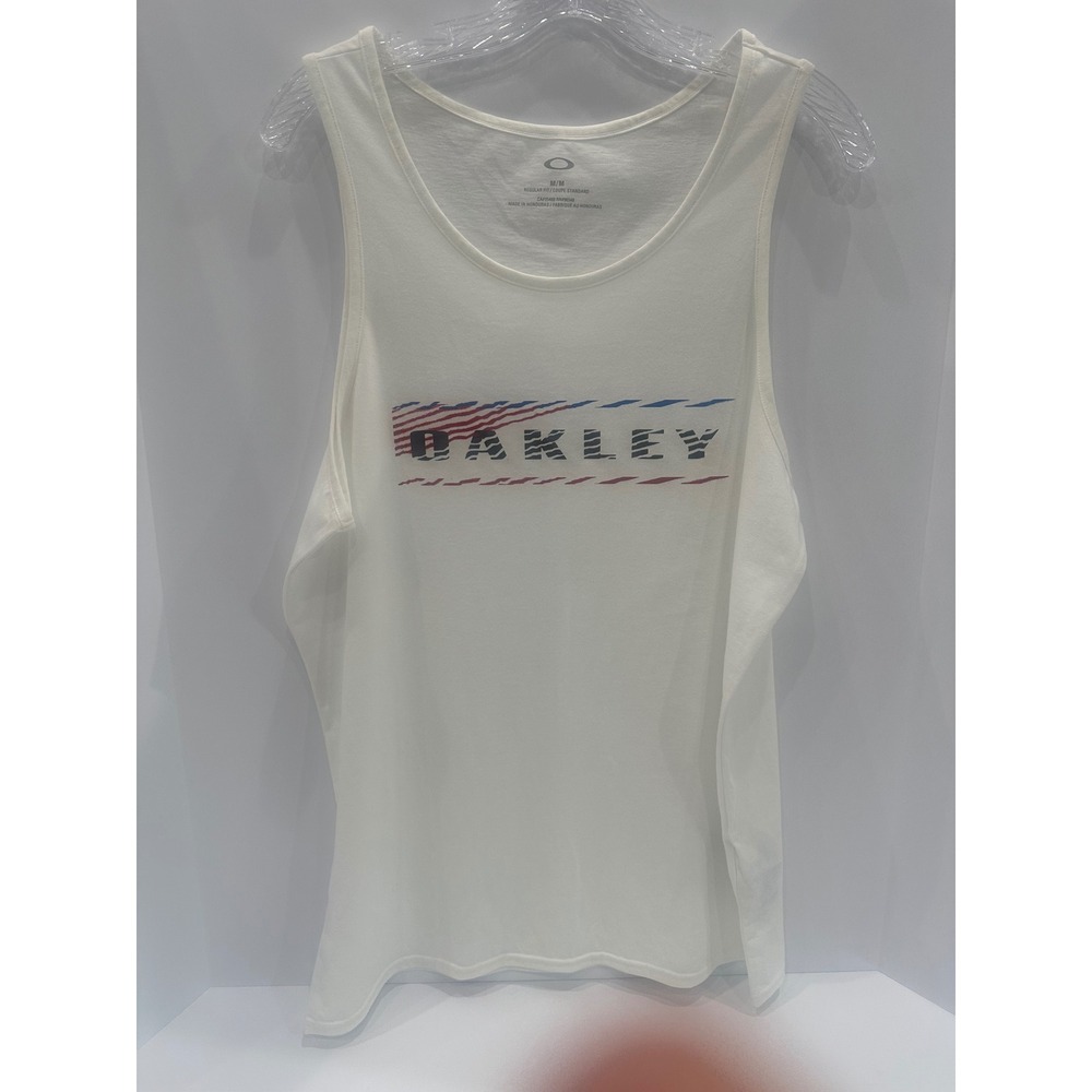 Oakley Mens Graphic Logo Tank Top White Red Blue Regular Fit Medium